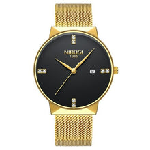 Load image into Gallery viewer, NIBOSI Ultra Thin Gold Black Watch