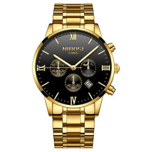 Load image into Gallery viewer, NIBOSI Ultra Thin Gold Black Watch