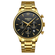 Load image into Gallery viewer, NIBOSI Ultra Thin Gold Black Watch