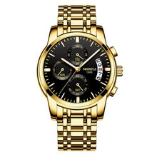Load image into Gallery viewer, NIBOSI Ultra Thin Gold Black Watch